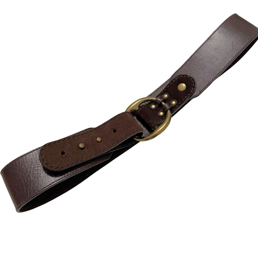 Fossil Brown Leather Belt with Brass Ring Hardware